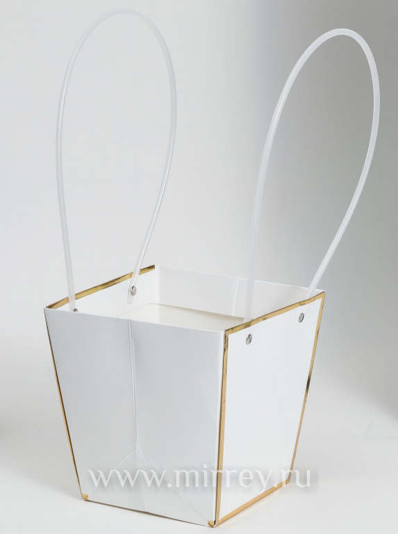 Пакет подарочный "Мастхэв", 16х12х16 см, 10 шт./упак., белый с золотыми линиями